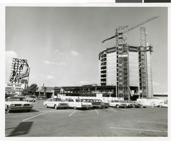 Photograph of Sands Hotel and Casino tower construction, Las Vegas, April 13, 1965