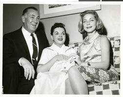Photograph of Jack Entratter, Judy Garland and Lauren Bacall at the Sands Hotel, Las Vegas, circa 1950s