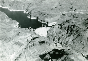 Film transparency of an aerial view of Hoover Dam, circa early 1930s