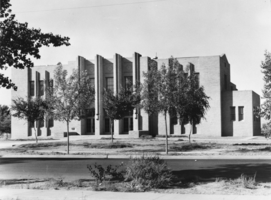 Film transparency of the War Memorial building, Las Vegas, circa 1950s-1950s