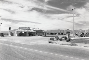 Film transparency of  the El Rancho service station, Las Vegas, circa 1941-1960