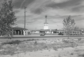 Film transparency of the El Rancho Hotel entrance, Las Vegas, circa 1941-1960
