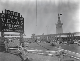 Film transparency of the El Rancho sign and windmill, Las Vegas, circa 1941-1960