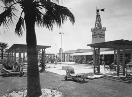 Film transparency of El Rancho pool, Las Vegas, circa 1941-1960