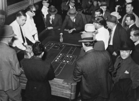 Film transparency of guests playing a game of Craps, Las Vegas, circa 1930-1950s