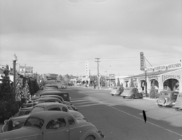 Film transparency of downtown and the Nevada Highway, Boulder City, Nevada, circa 1930-1940