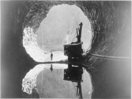 Film transparency of the initial rock opening in the Hoover Dam diversion tunnel, circa early 1930s