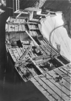 Film transparency of construction on the crest of Hoover Dam, circa mid 1930s