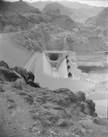Film transparency of Arizona side of Hoover Dam spillway, circa mid 1930s