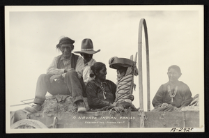 Postcard of a Navajo Family, unidentified location, circa 1900-1950
