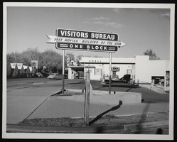 Photograph of corner of Nevada Highway and Arizona Street, Boulder City, Nevada, circa 1942 - late 1940s