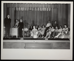 Photograph of students on stage in gymnasium, Boulder City, Nevada, circa 1940s