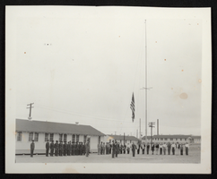 Photograph of flag raising at military camp, Boulder City, Nevada, circa 1930-1940