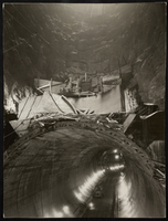 Photograph of construction on Hoover Dam diversion tunnel, January 30, 1932