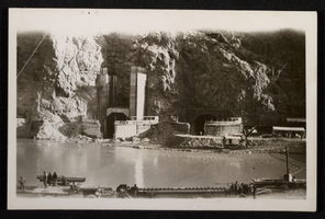 Photograph of construction on Hoover Dam diversion tunnels, circa 1930-1935