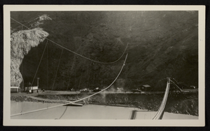 Photograph of construction of bridge across Colorado River, Hoover Dam, circa 1930-1935