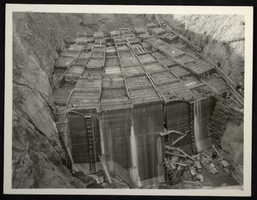 Photograph of concrete pouring construction on Hoover Dam, December 27, 1933