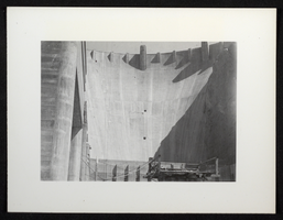 Photograph of construction near downstream face of Hoover Dam, circa 1934-1935