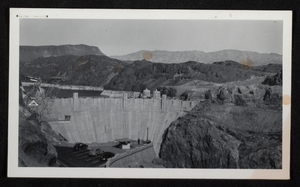 Photograph of downstream face of Hoover Dam, circa late 1930s