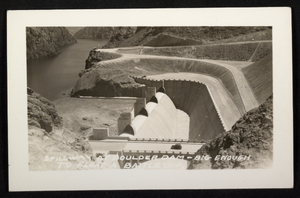 Postcard of Hoover Dam spillway, circa 1935-1936