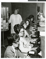 Photograph of telephone switchboard operators at the Sands Hotel, circa 1960s
