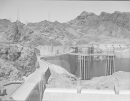 Film transparency of intake towers, Hoover Dam, circa 1940s-1950s