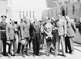 Film transparency of people at the Hoover Dam Decennial, October 1946