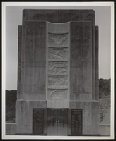 Photograph of art deco sculpture on the elevator at Hoover Dam, September 30, 1935