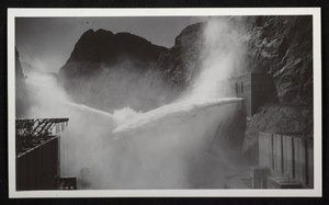 Photograph of open valves at Hoover Dam, circa 1934-1936