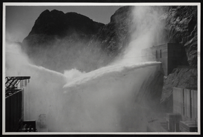 Photograph of open valves at Hoover Dam, circa 1935-1936