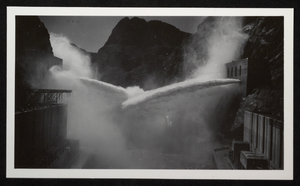 Photograph of open valves at Hoover Dam, circa 1935-1936