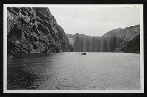 Photograph of the upstream face of Hoover Dam, circa 1935