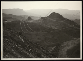 Photograph of Hoover Dam tower and lines, circa 1935
