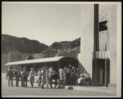 Photograph of visitors at Hoover Dam, circa 1940s