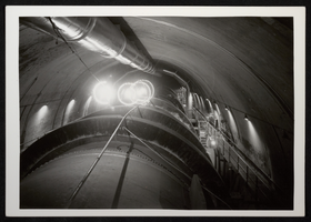 Photograph of penstock pipe at Hoover Dam, circa 1935-1940