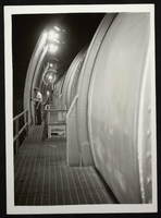 Photograph of side of penstock pipe at Hoover Dam, circa 1935-1940