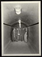 Photograph of visitors in powerhouse at Hoover Dam, circa 1935-1940