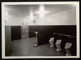 Photograph of men's restroom at Hoover Dam, circa 1935-1940