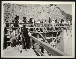 Photograph of film crews and photographers, Hoover Dam, September 30, 1935