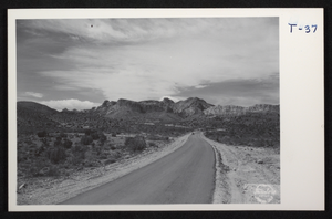 Postcard showing Boulder Highway between Boulder City, Nevada, and Kingman, Arizona.