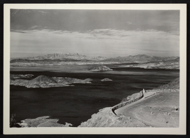 Photograph of the Dr. Elwood Mead dedication plaque at Lakeview Point, Lake Mead, circa 1935
