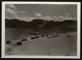 Photograph of beach at Hemenway Harbor, Lake Mead, Nevada, circa 1930s-1940s