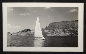 Photograph of a sailboat,  Lake Mead, circa 1935-1950