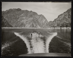 Photograph of men water skiing on Lake Mead, circa 1935-1950