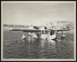 Photograph of Earl Brothers fishing from a seaplane on Lake Mead, circa 1945-1950