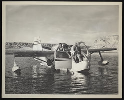 Photograph of Earl Brothers fishing from a seaplane on Lake Mead, circa 1945-1950