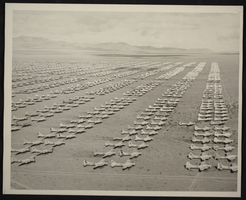 Aerial photograph of war surplus airplane storage site, Kingman, Arizona, circa 1940s-1950s