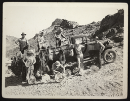 Photograph of an unidentified crew with lighting equipment near Hoover Dam, circa 1935