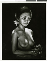 Photograph of a painting of a nude young woman by Joy Caros, May 1963