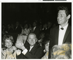 Photograph of Anne Buydens, Kirk Douglas, Elizabeth Taylor and Eddie Fisher at a Four Chaplains memorial event, Las Vegas, February 7, 1960